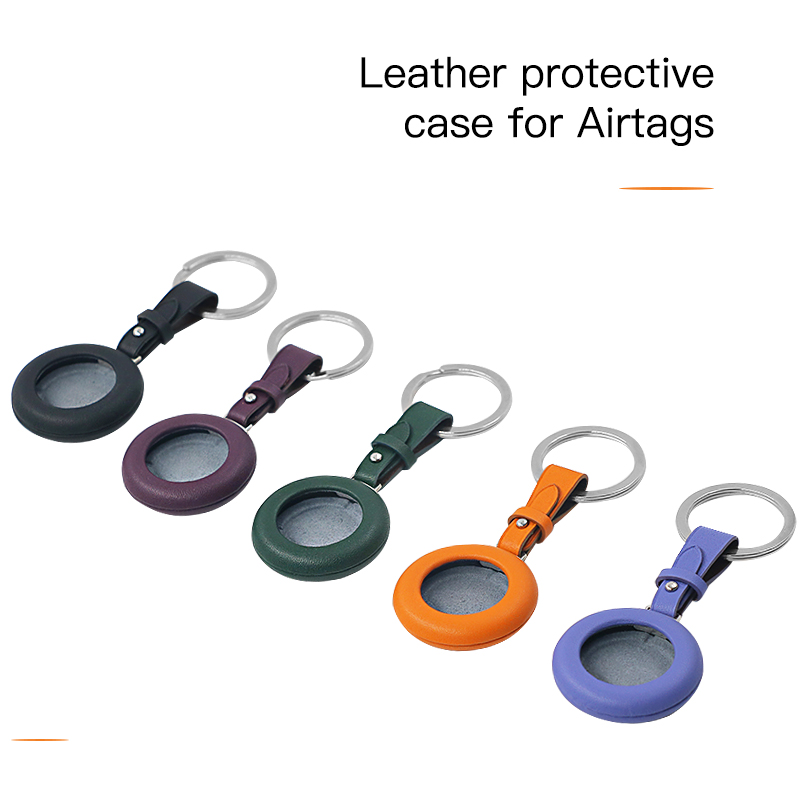 2023 new protective cover GPS tracker PU leather case for airtag key ring holder