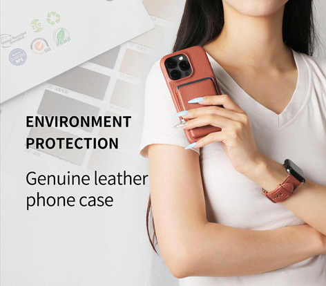 Sinco renewable materials genuine leather crossbody phone case