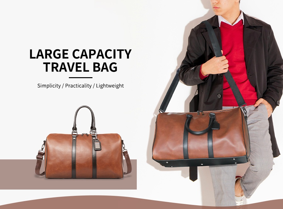 Sinco pu leather luggage travel Fitness bag for men