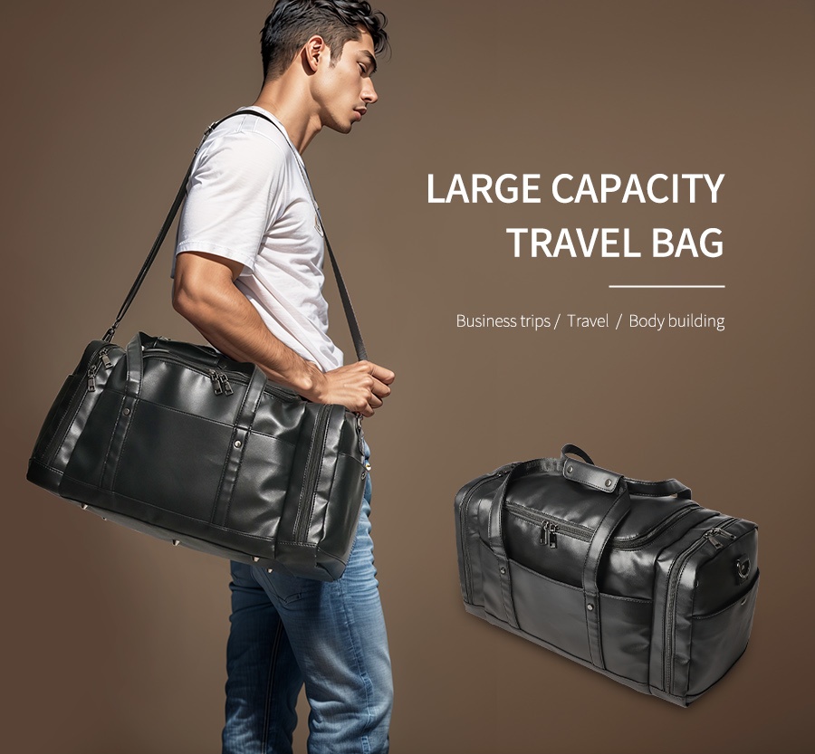 Sinco pu leather luggage travel leather bags for men