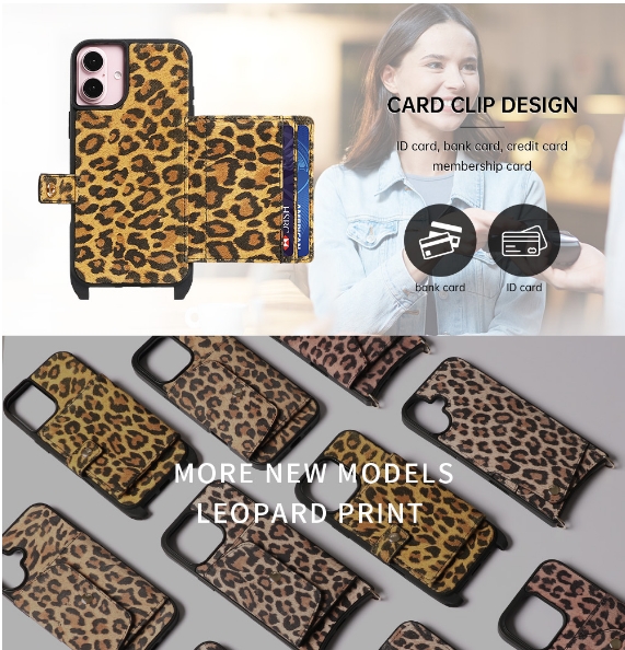 Leopard print crossbody iPhone 16 phone case