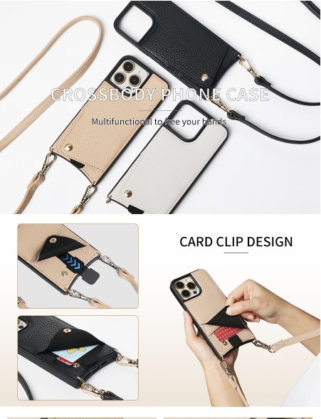 High quality genuine leather lanyard phone case