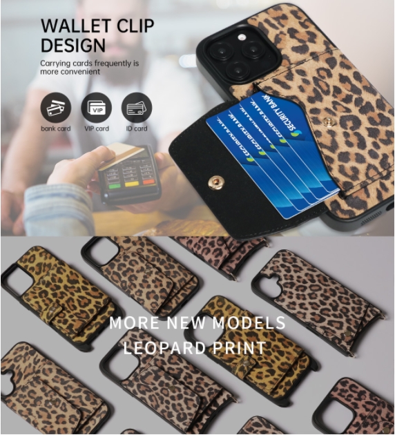 Genuine leather leopard print sheepskin iPhone 16 phone case