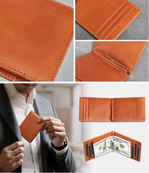 Sinco high quality orange genuine leather wallet