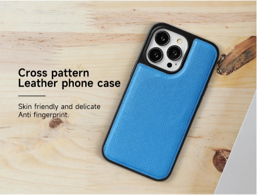 Sinco cross pattern leather blue iPhone 13 phone case