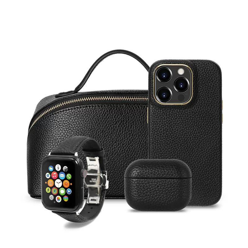 Sinco pebble leather phone case for MagSafe