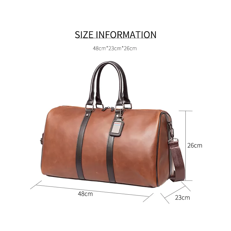 Sinco pu leather luggage travel Fitness bag for men