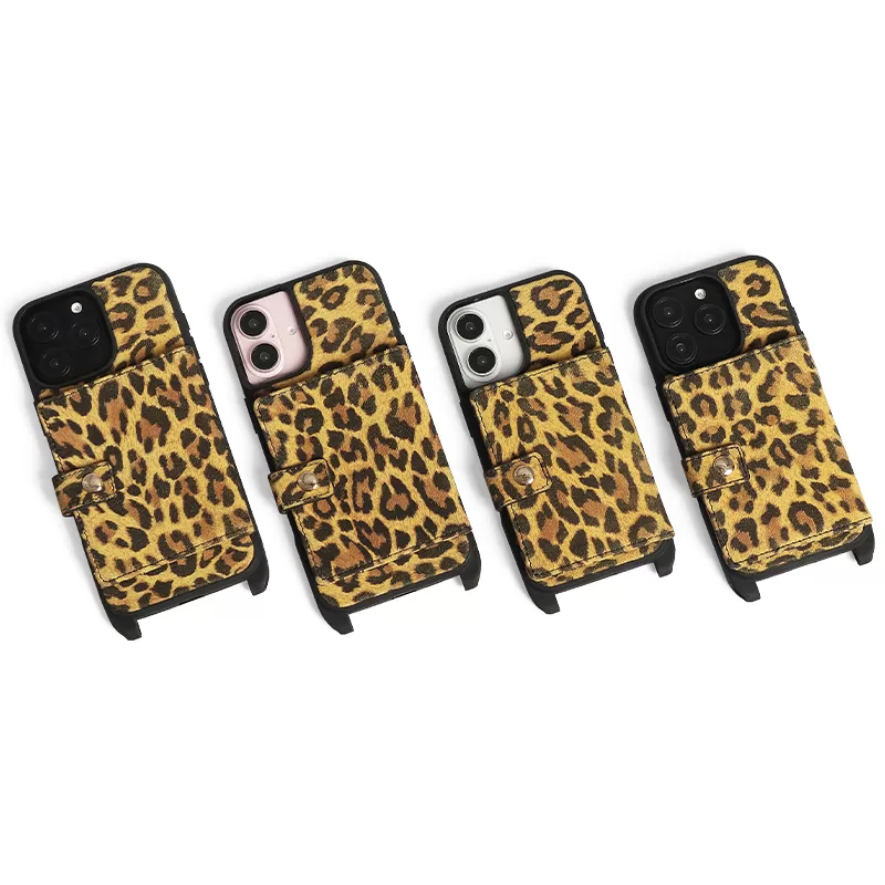 Leopard print crossbody iPhone 16 phone case