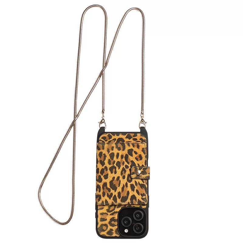 Leopard print crossbody iPhone 16 phone case