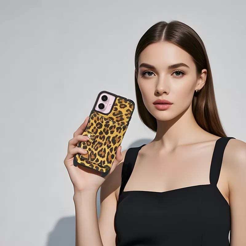 Leopard print crossbody iPhone 16 phone case