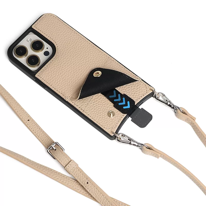 High quality genuine leather lanyard phone case